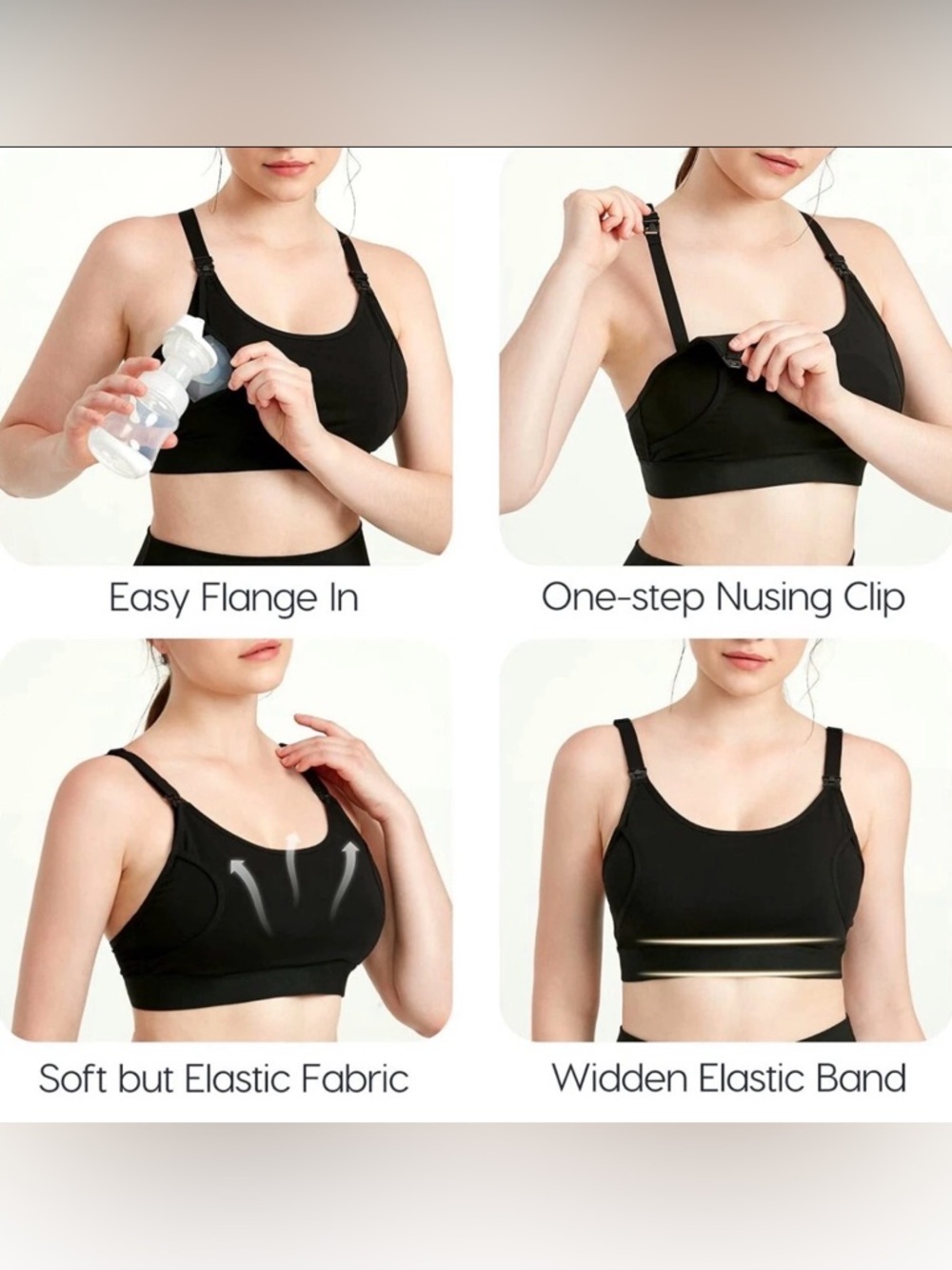 Momcozy Hands Free Pumping Bra, Nursing Bra size M black, adjustable straps NWOT - Picture 2 of 16